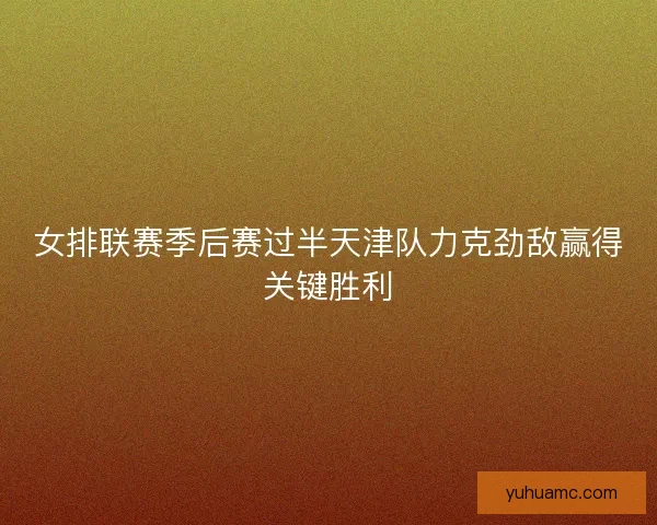 女排联赛季后赛过半天津队力克劲敌赢得关键胜利